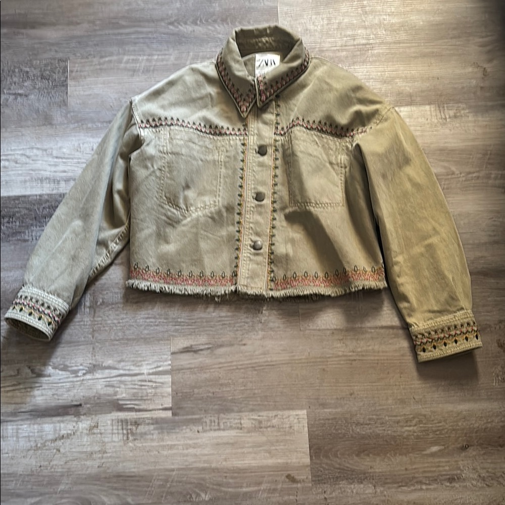 Zara Embroidered Denim Jacket - Picture 2 of 6